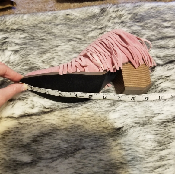 SALE! Beast Fashion Pink Fringe Booties - Picture 6 of 7